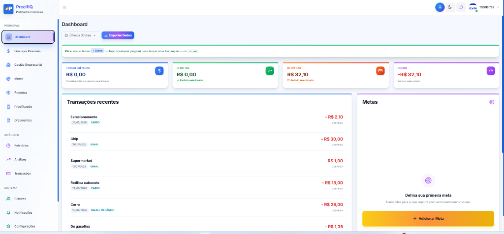 PrecifiQ — Software SaaS desenvolvido pela FabriSite